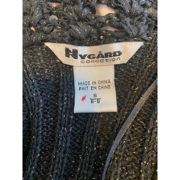 NYGARD COLLECTION Knit Short Sleeve Shrug in Black with Metallic Thread size S - Picture 7 of 8